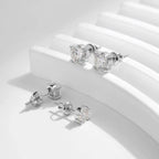 Par de Brincos Femininos com Pedra Moissanite em Prata 925 Banhada a Ouro 18k