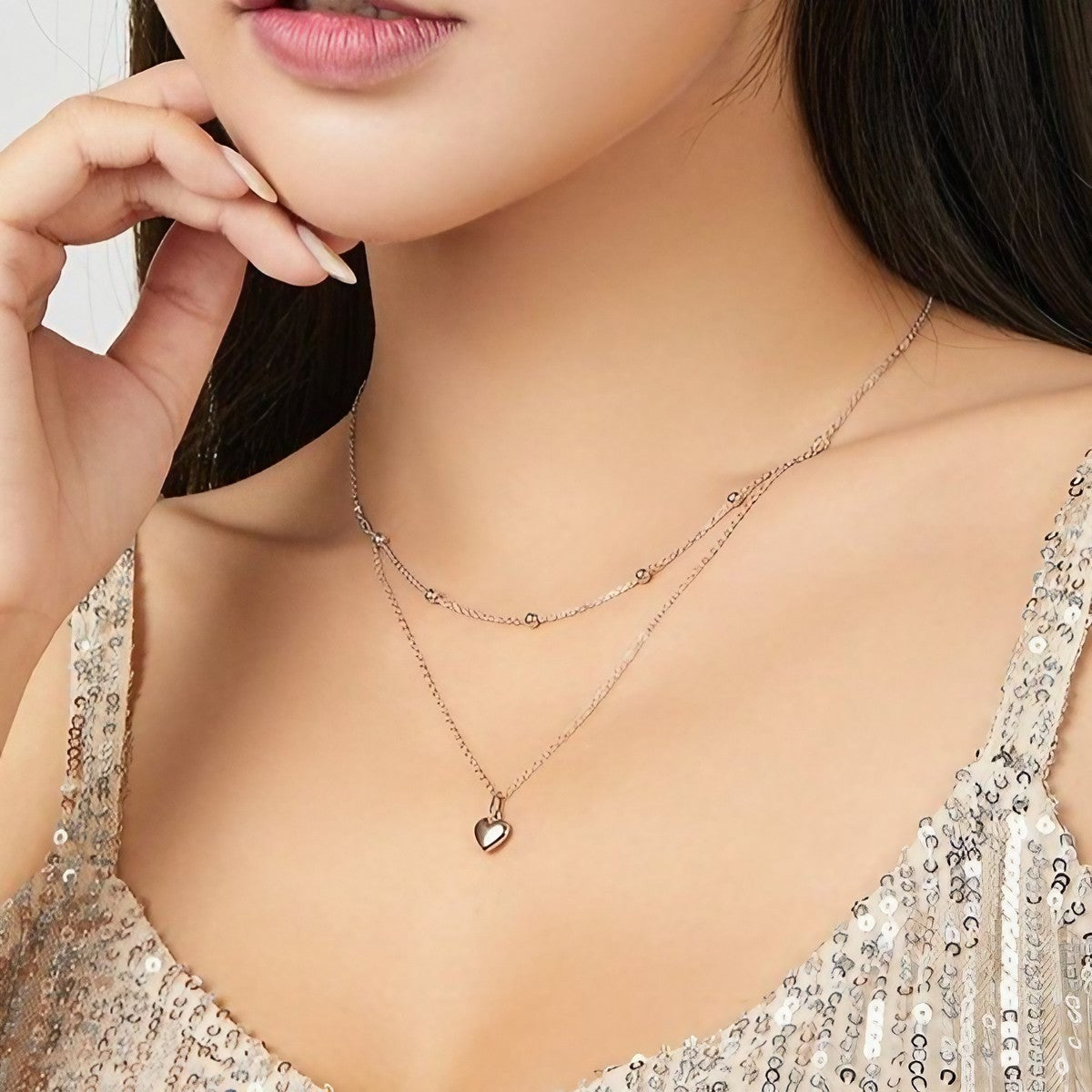 Colar Feminino Duplo Encanto em Prata 925