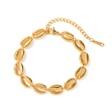 Pulseira Feminina Concha em Aço Inoxidável Banhado a Ouro 18k