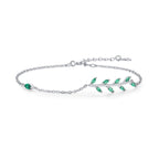 Pulseira Feminina Folhas Verdes em Prata 925