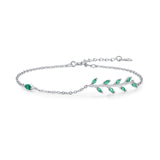 Pulseira Feminina Folhas Verdes em Prata 925